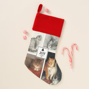 Cat Dog 4 Photo Pet Portrait Christmas Joy Stocking