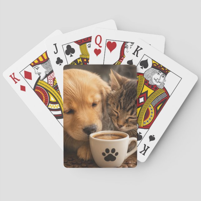 Cat Dog and Coffee Poker Cards (Back)