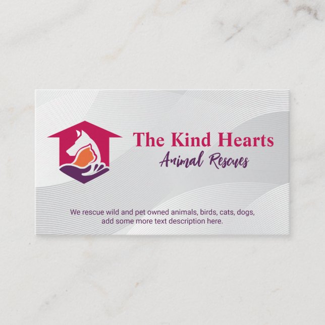 Cat Dog Animals Shelter Logo | Wild Life Rescue Business Card (Front)
