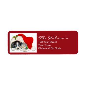 Cat Dog Christmas Holiday Return Address Labels by zazzleoccasions at Zazzle