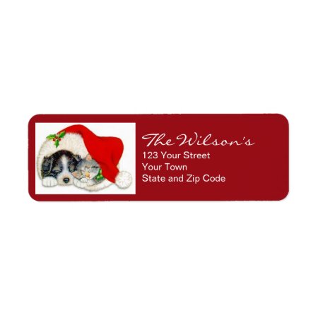 Cat Dog Christmas Holiday Return Address Labels