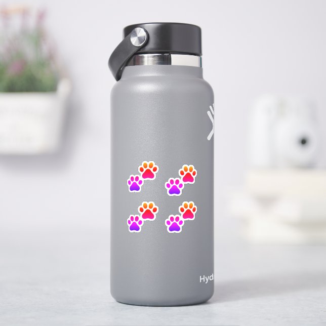 Cat | dog | colorful animal paw prints sticker (HydroFlask)