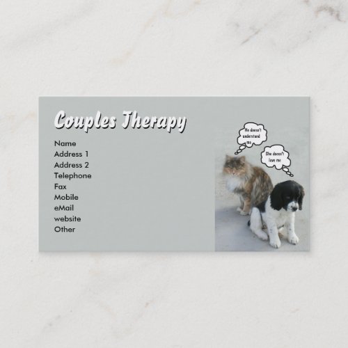 Cat  Dog Couples Therapy Business Card