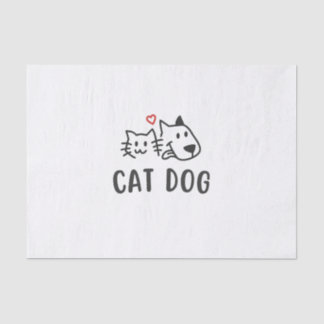Cat Dog – Cute Minimalist Cat and Dog Design Tissue Paper