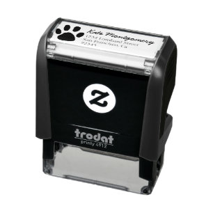 Cat Dog Cute Paw Print Return Address Self-inking Stamp