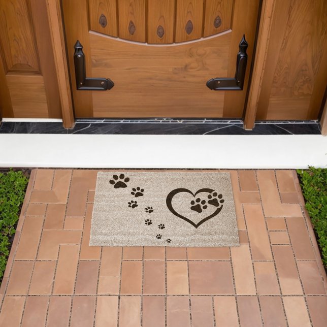 Cat Dog Friendly Home Paw Prints Coir Left-Open Fiber Doormat (Insitu (Outdoor))