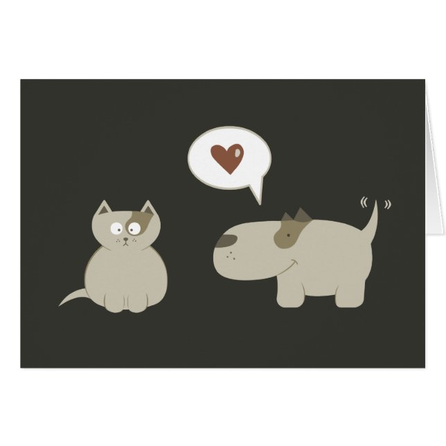 Cat Dog Funny Love At First Sight Cards (Front Horizontal)