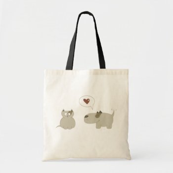 Cat Dog Funny Love Tote Bag by BluePlanet at Zazzle