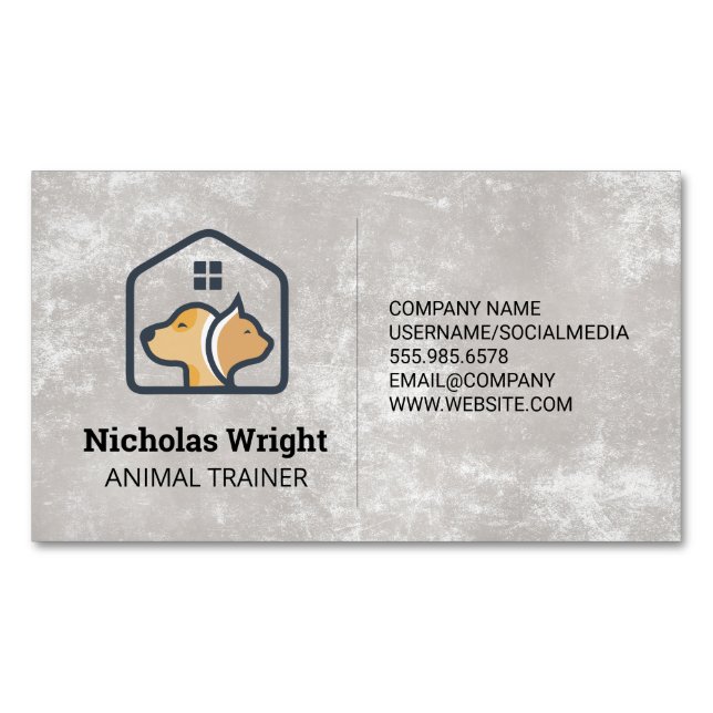 Cat Dog Home | Animals Shelter Services Business Card Magnet (Front)
