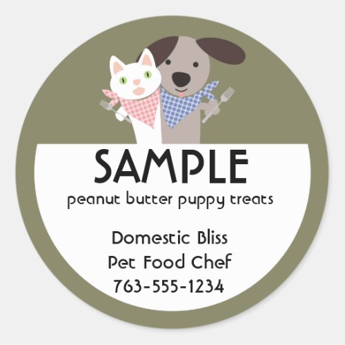 cat dog homemade pet food chef package stickers classic round sticker