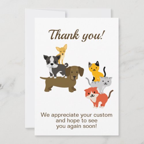 Cat Dog Illustration Thank You Card