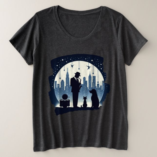Cat, dog, Jazz  Plus Size T-Shirt (Design Front)