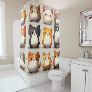 Cat & Dog Like Critters - Cute Animal Fun Shower Curtain