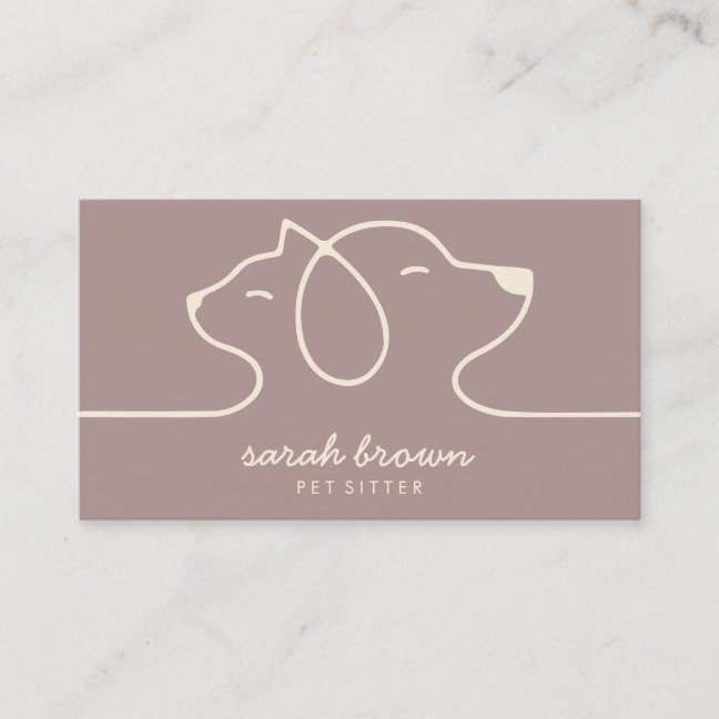 Cat Dog Line Art Petsitter veterinary Business Card