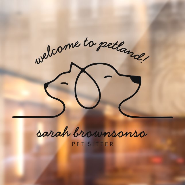 Cat Dog Line Logo Pethotel Petsitter large Window Cling (Sheet 2)