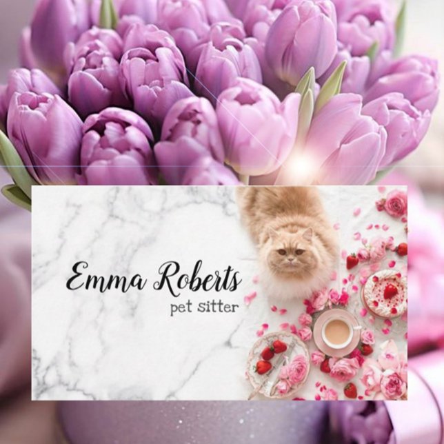 Cat Dog Line Logo Petsitter Petwalker petshop Business Card (Creator Uploaded)