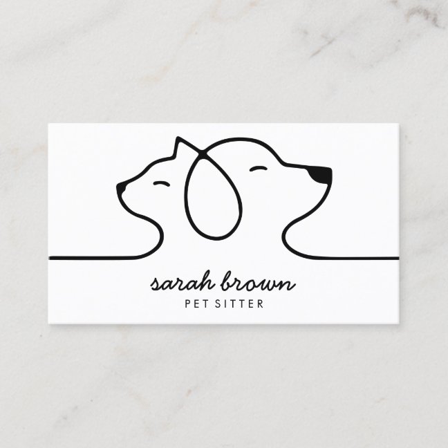 Cat Dog Line Logo Petsitter Petwalker petshop vet Business Card