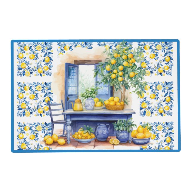 Cat Dog Lovers Mediterranean Style Food Placemat (Front)
