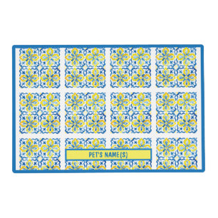 Cat Dog Lovers Mediterranean Style Name Food Placemat