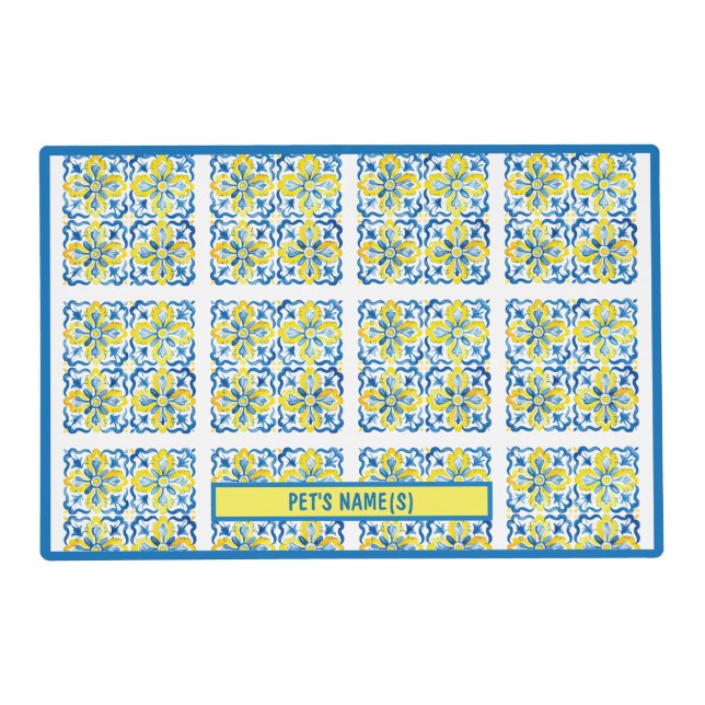 Cat Dog Lovers Mediterranean Style Name Food Placemat (Front)