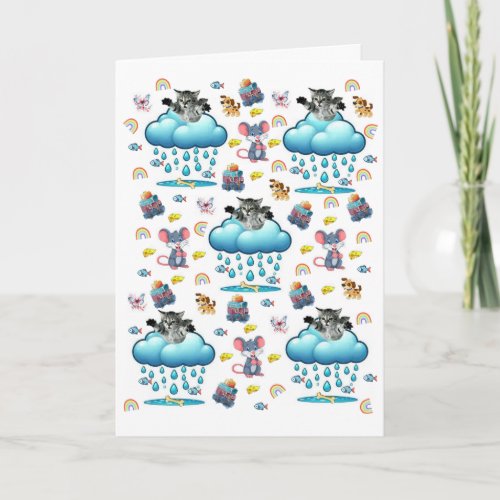Cat Dog Mice Rainbow Cheese Fish Greeting Card