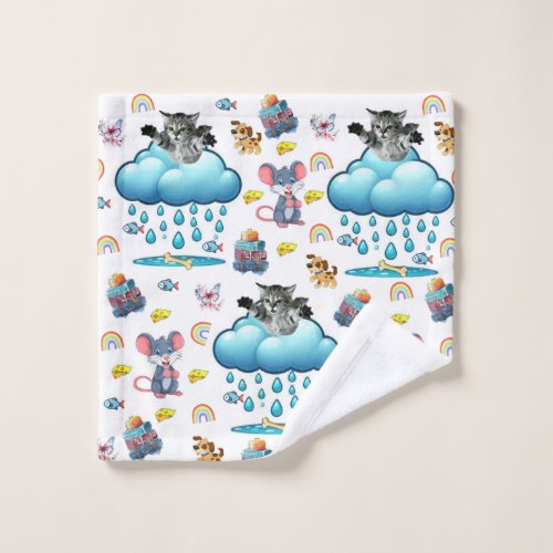 Cat Dog Mouse Rainbow Cheese Bathroom Towel Sets