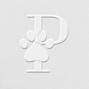 Cat Dog Paw Print Over Simple Single Initial #3 Embosser
