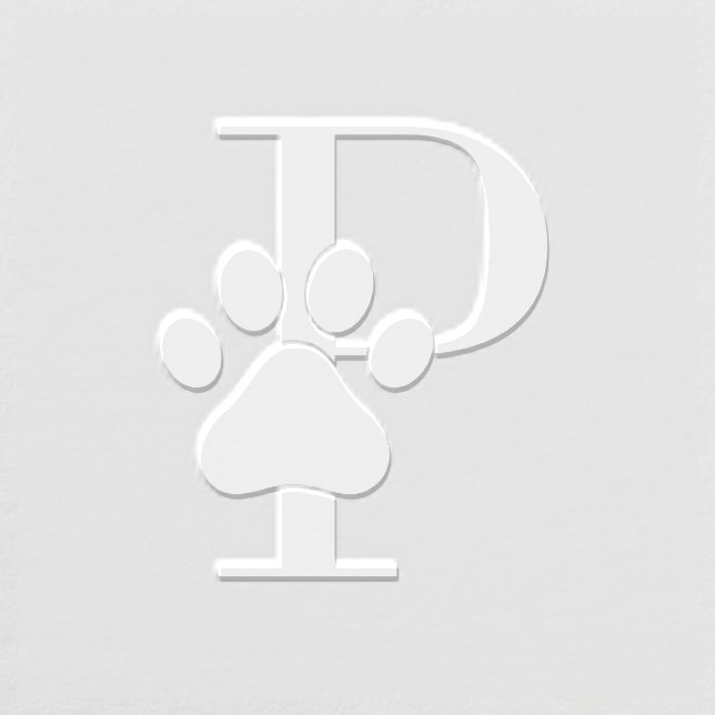Cat Dog Paw Print Over Simple Single Initial #3 Embosser (Design)