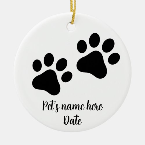 Cat  Dog paw prints  Ceramic Ornament