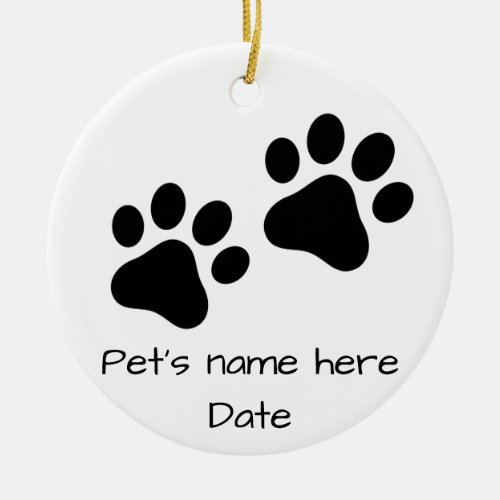 Cat  Dog paw prints  Ceramic Ornament