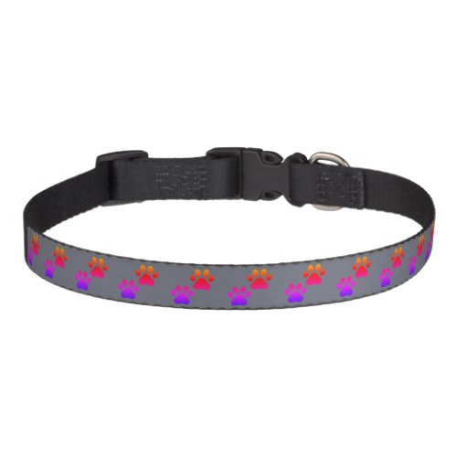 Cat  Dog paw prints _ colorful pattern  Pet Collar