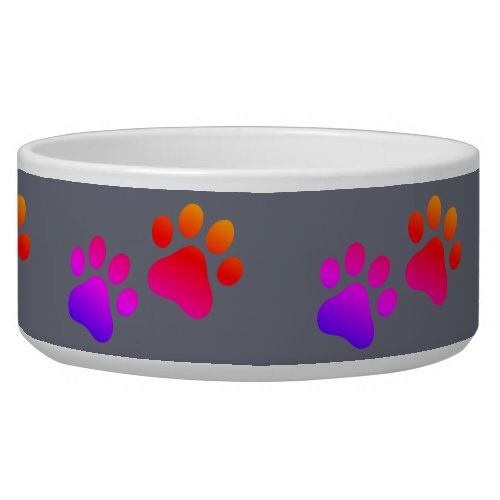 Cat  Dog paw prints colorful paw pattern Bowl