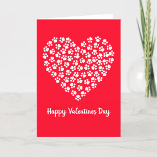 Cat Dog Paw Prints Funny Valentine's Day Holiday Card