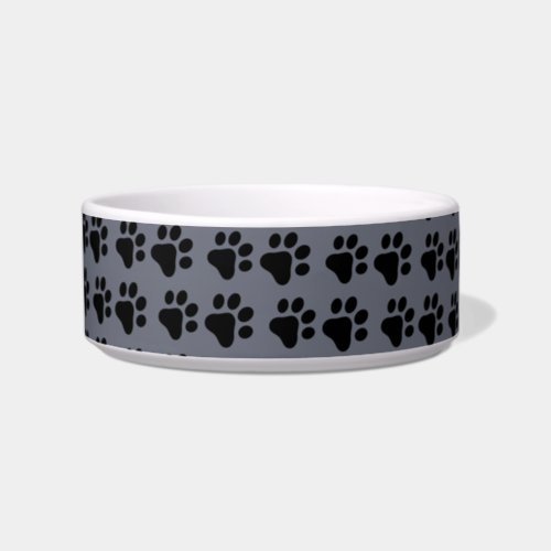 Cat  Dog paw prints _grey back ground  Bowl