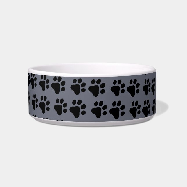 Cat / Dog paw prints -grey back ground  Bowl (Front)