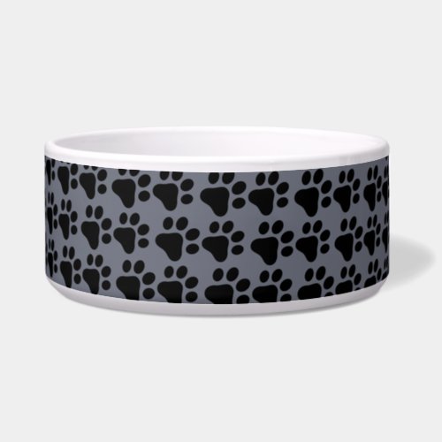 Cat  Dog paw prints _grey back ground  Bowl