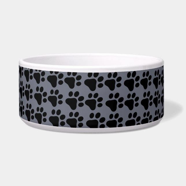 Cat / Dog paw prints -grey back ground  Bowl (Front)