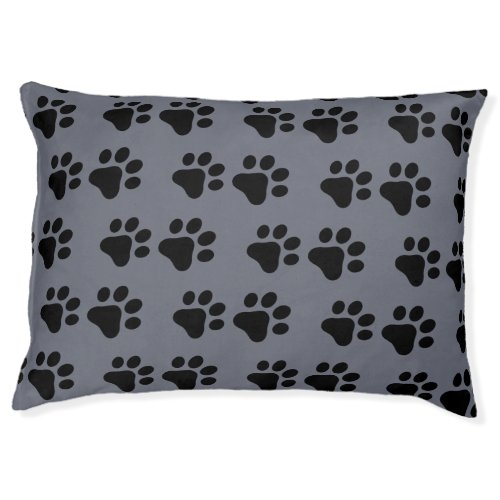 Cat  Dog paw prints _grey back ground  Pet Bed