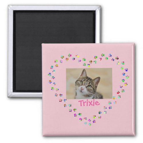 Cat Dog Paw Prints Personalized Photo Magnet