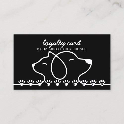 Cat Dog Paws printed punch Discount Loyalty Business Card