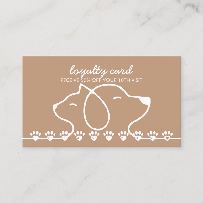 Cat Dog Paws punch Discount Loyalty Navy Business Card