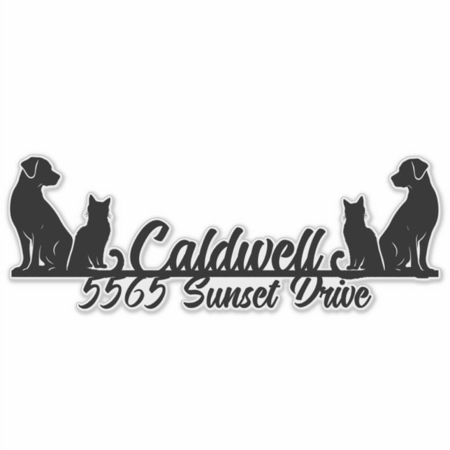 Cat & Dog Personalized Mailbox  Sticker (Front)