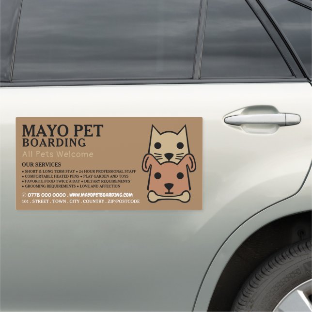 Cat & Dog, Pet Boarding Advertising Car Magnet (In Situ)