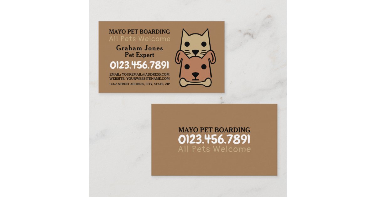 Cat & Dog, Pet Boarding Business Card Zazzle