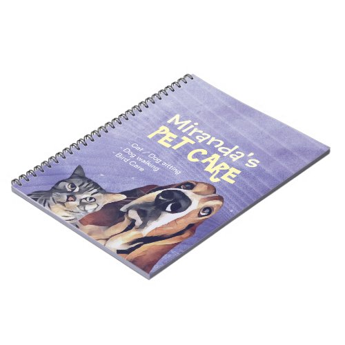 Cat  Dog Pet Care Grooming Sitting Shop Notebook