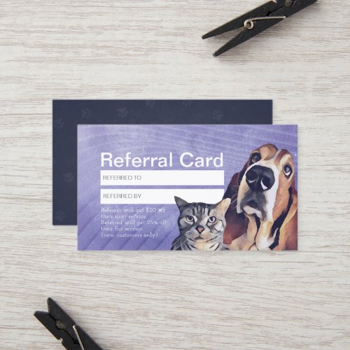 Cat  Dog Pet Care Grooming Sitting Shop Referral Card