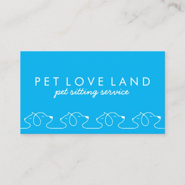 Cat Dog Pet Logo blue Business Card