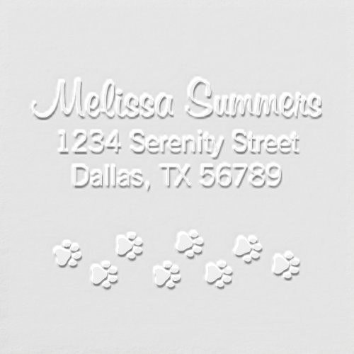 Cat Dog Pet Paw Prints Address Embosser