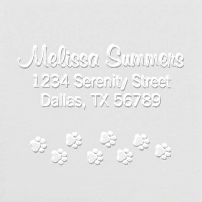 Cat Dog Pet Paw Prints Address Embosser (Design)