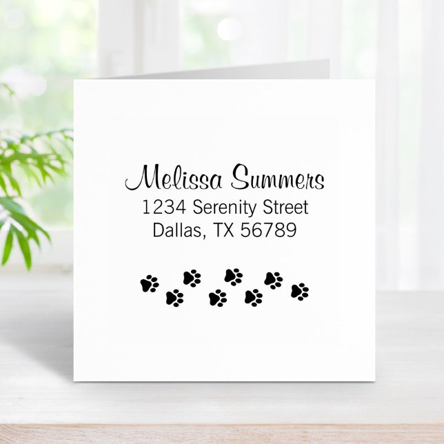 Cat Dog Pet Paw Prints Address Rubber Stamp (Creator Uploaded)